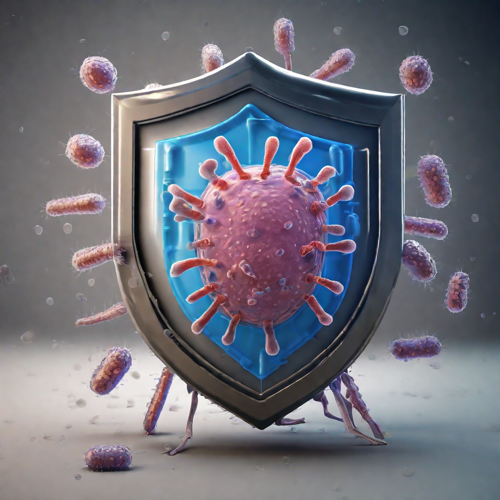 A shield labelled "humor" against bacteria